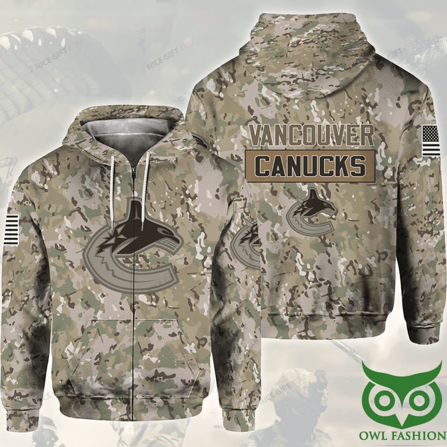 NHL Vancouver Canucks Camouflage 3D Zip Hoodie