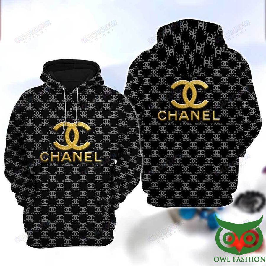 Luxury Chanel Monogram Pattern Logo Black 3D Hoodie - Owl Fashion Shop