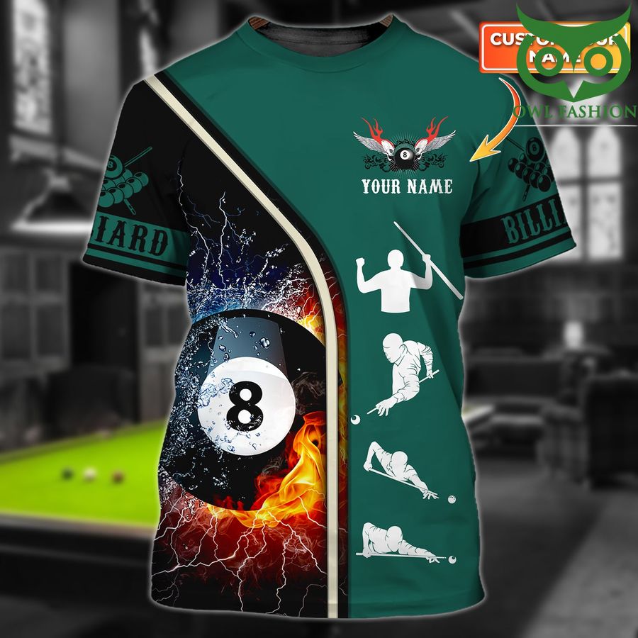 Billiards Personalized Name green 3D Tshirt