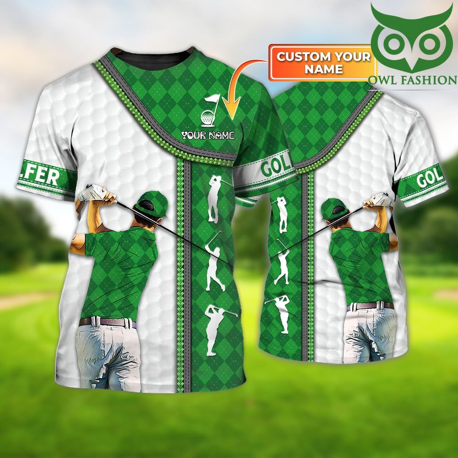 Golfer green Personalized Name 3D T Shirt 