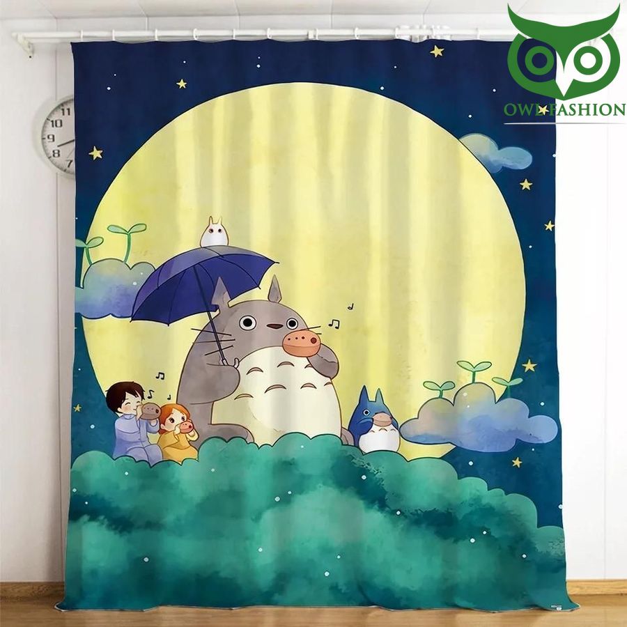 Totoro Under Big Moon 3d Printed room decoration shower curtains