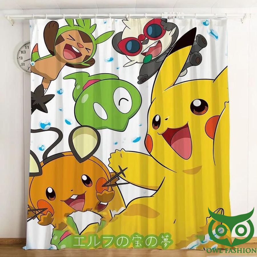 Cute Pokemon Pikachu 3D Printed Windows Curtain