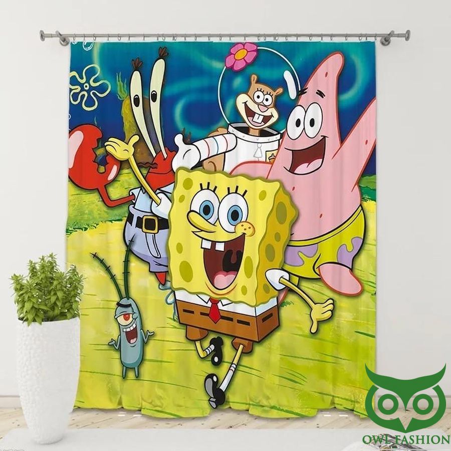 Spongebob Friends 3d Printed Window Curtain