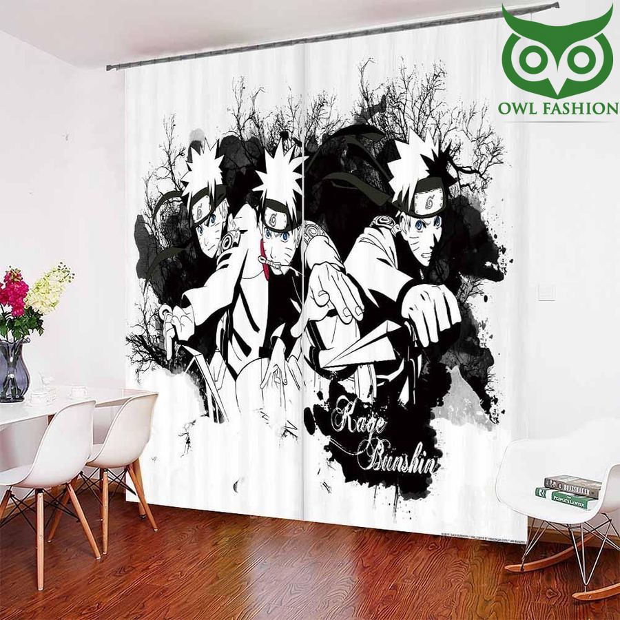 Black And White Naruto In Fight Window Curtains Home Decor