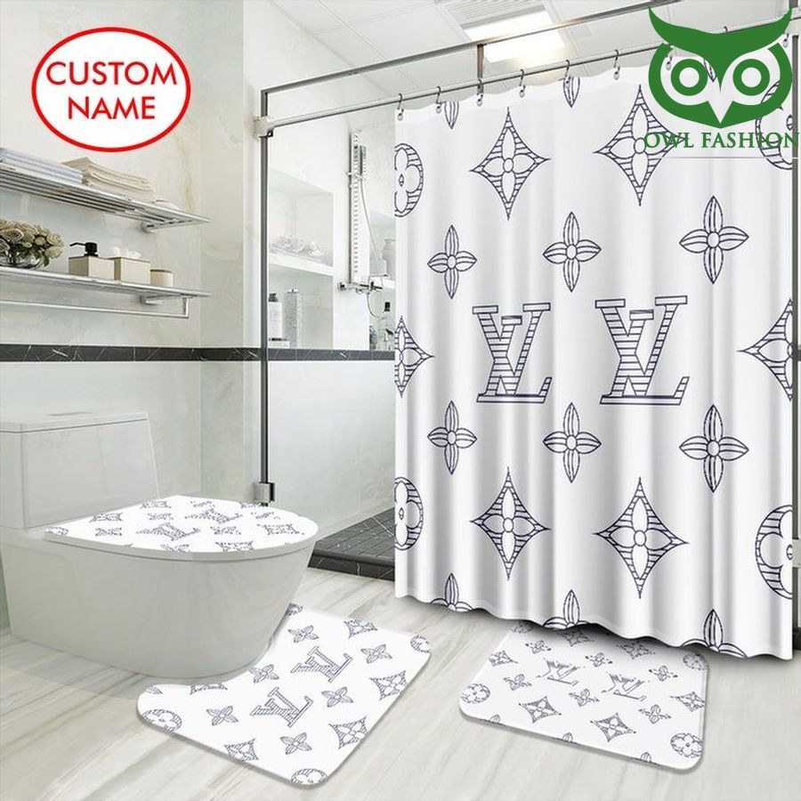 Louis Vuitton Luxury Shower Curtain Waterproof Luxury Bathroom Mat Set Luxury Brand Shower Curtain Luxury Window Curtains