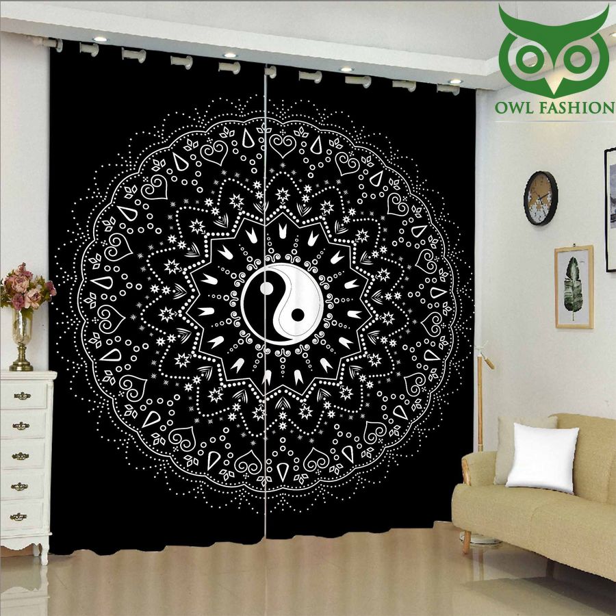 Black And White Mandala Yin Yang Shower Curtain 