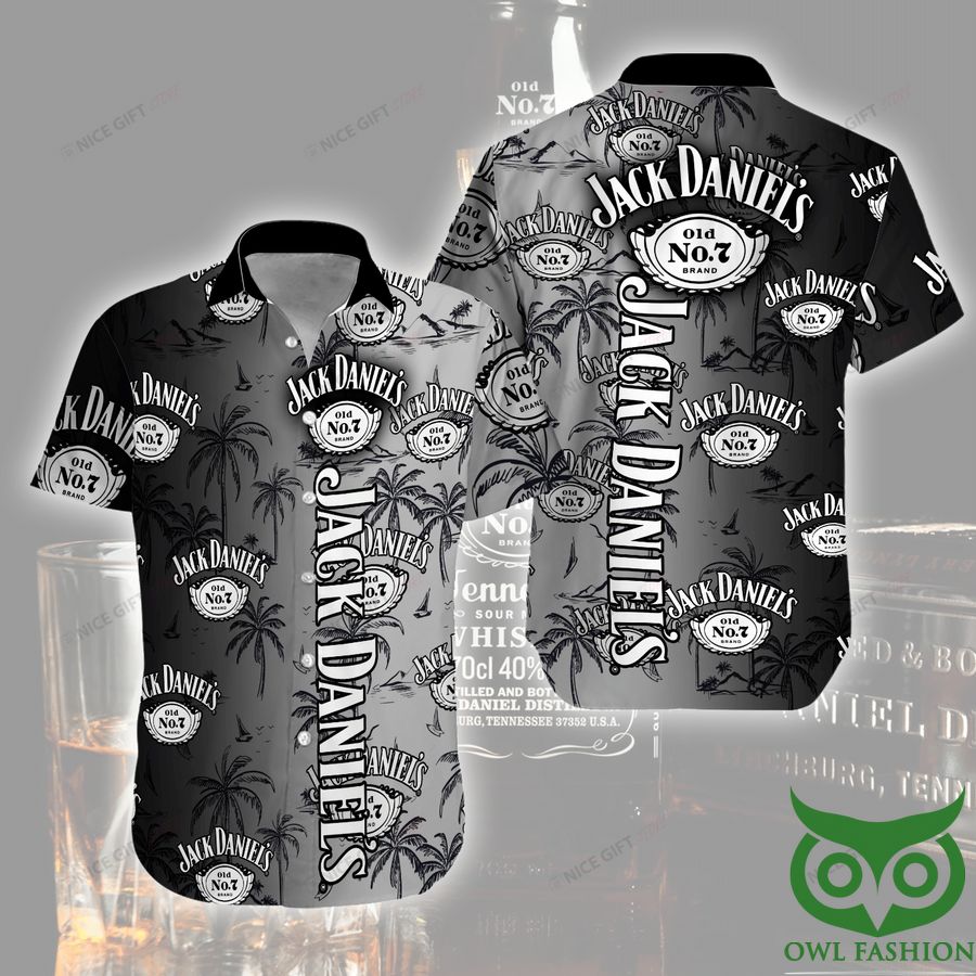 Jack Daniel's Gradient Black and White Hawaiian Shirt