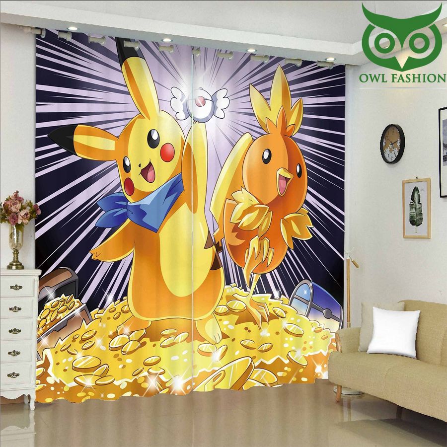 Treasure Gold With Pikachu Window Curtains Home Decor