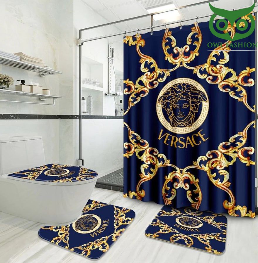 Versace limited Shower Curtain Waterproof Luxury Bathroom Mat Set Luxury Brand Shower Curtain Luxury Window Curtains