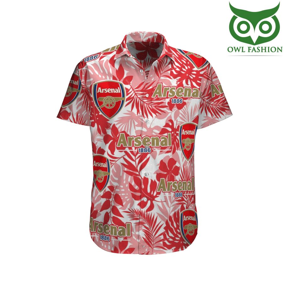 Arsenal 1886 Football club logo floreal 3D short sleeve Hawaiian shirt 