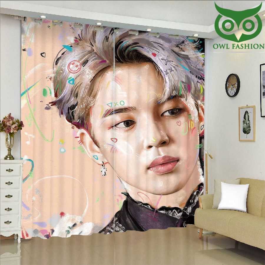 Painting Of Jimin Bts Window Curtains Home Decor