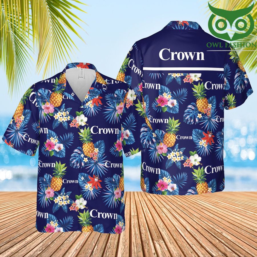 8 Crown Condoms pineapple blue Hawaiian Shirt