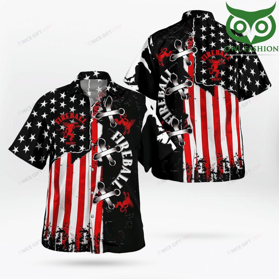 Fireball Whisky America flag Hawaii 3D Shirt
