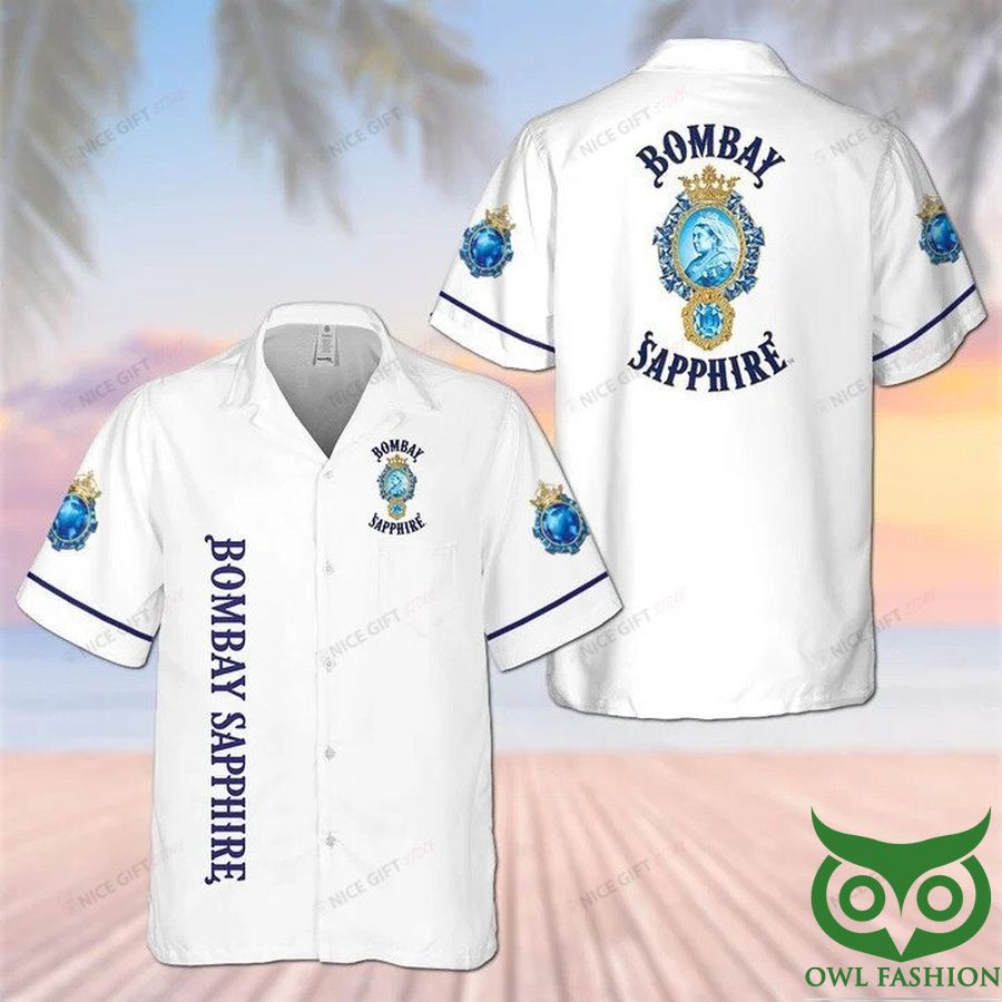 Bombay Sapphire White with Logo and Lines Hawaiian Shirt