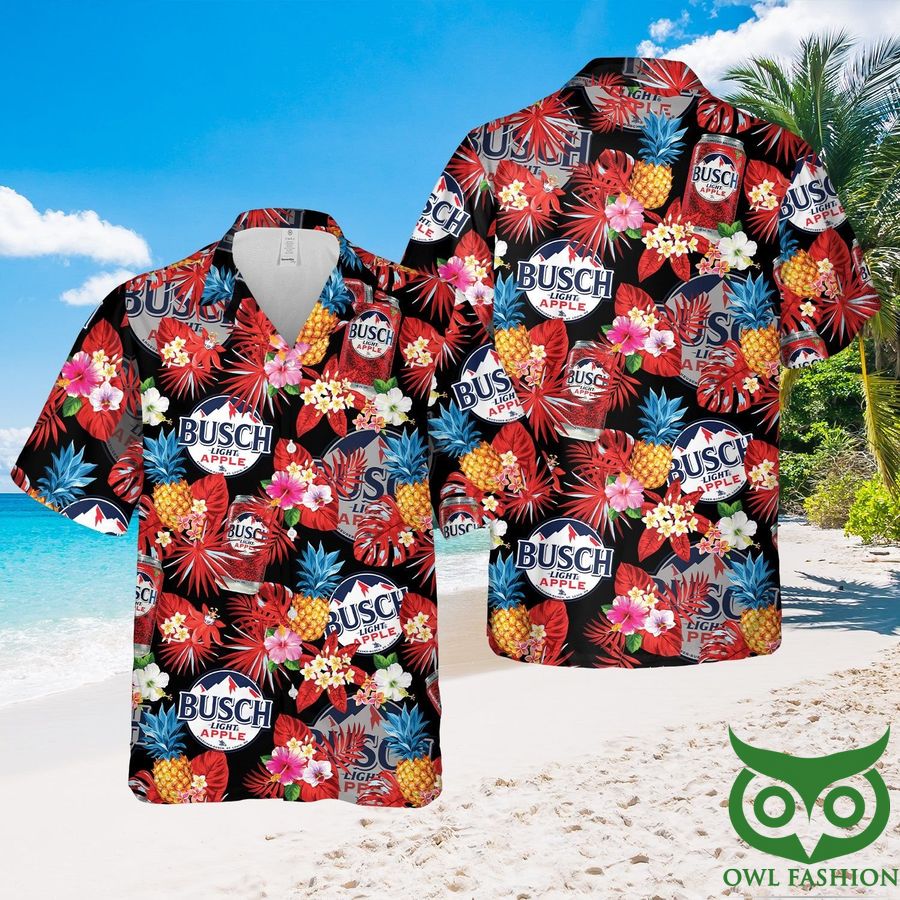 Busch Light Apple Beer Lovers Red Leaf Hawaiian Shirt and Shorts