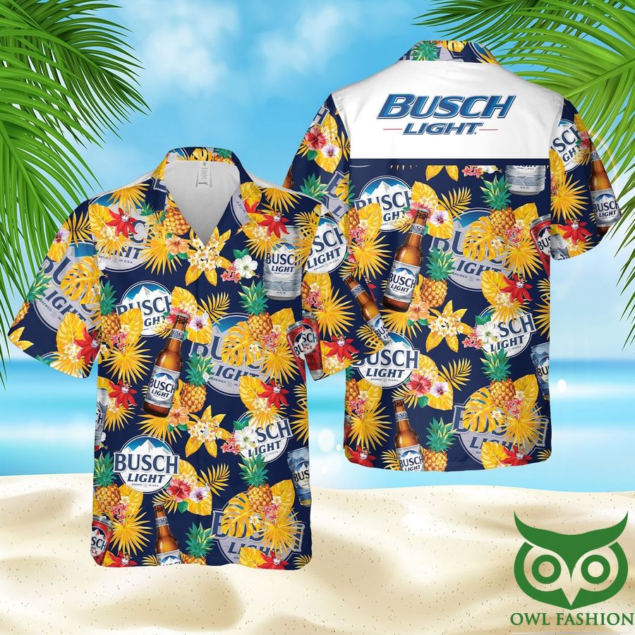 Busch Light Beer Tropical Summer Pineapple Hawaiian Shirt and Shorts