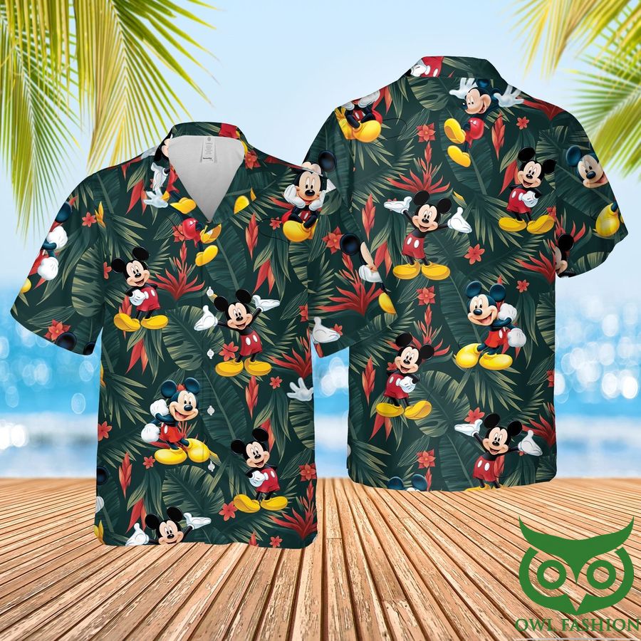 Mickey Mouse Green Leaf Ready for Summer Hawaiian Shirt and Shorts