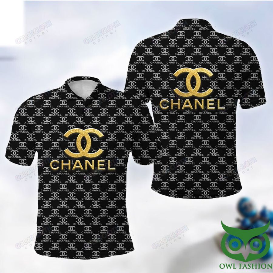 Luxury Chanel Monogram Logo Yellow Black 3D Polo