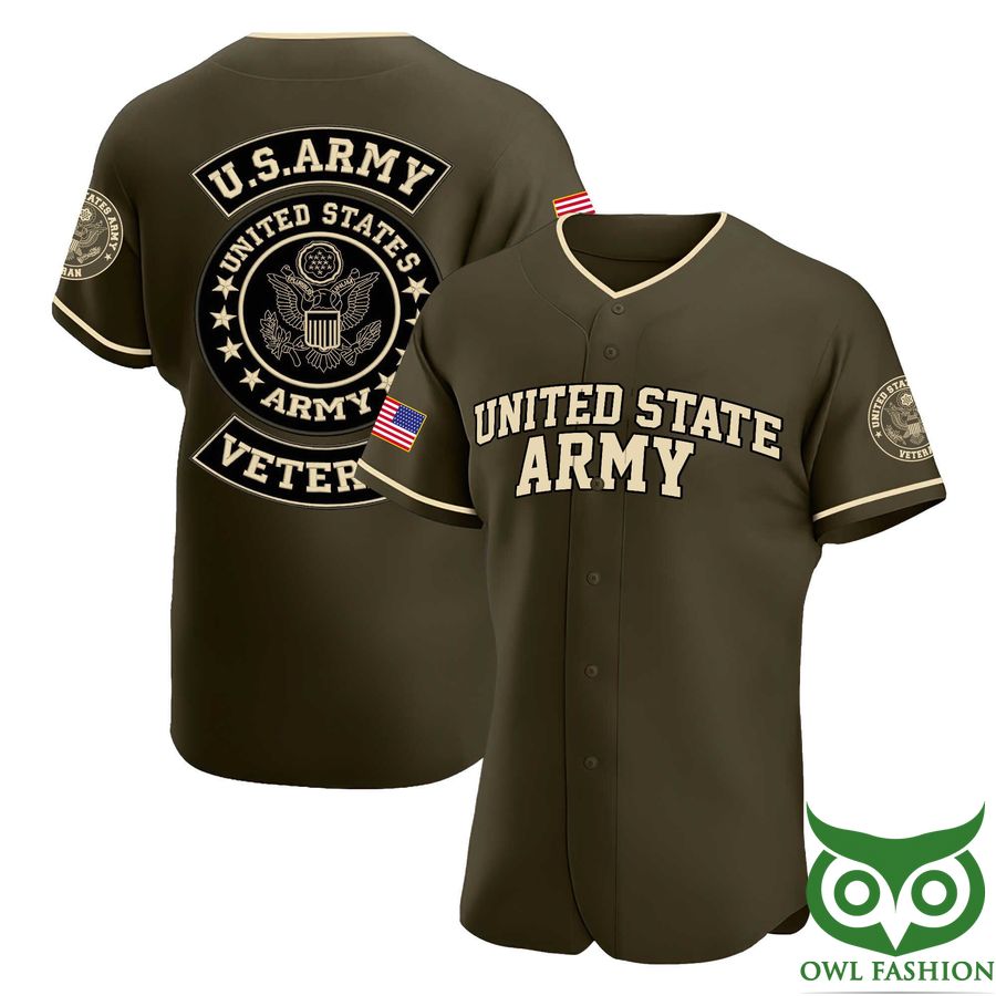 Veteran US Army Brown Baseball Jersey Shirt