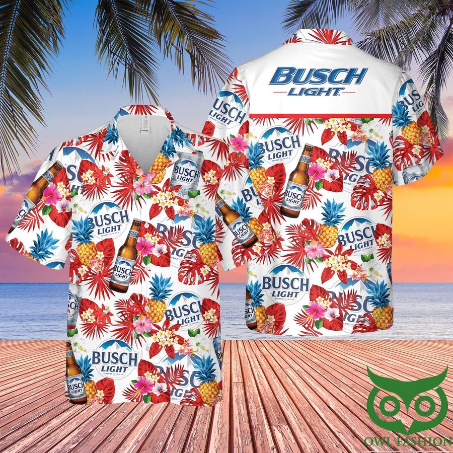 Busch Light Beer Beer Day White and Red Hawaiian Shirt and Shorts