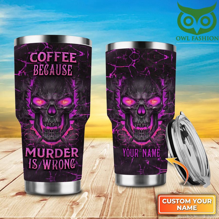 Skull Coffee Purple Personalized Name Tumbler cup