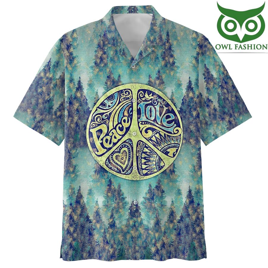 294 HIPPIE LIMITED EDITION peace and love blue 3D Shirt