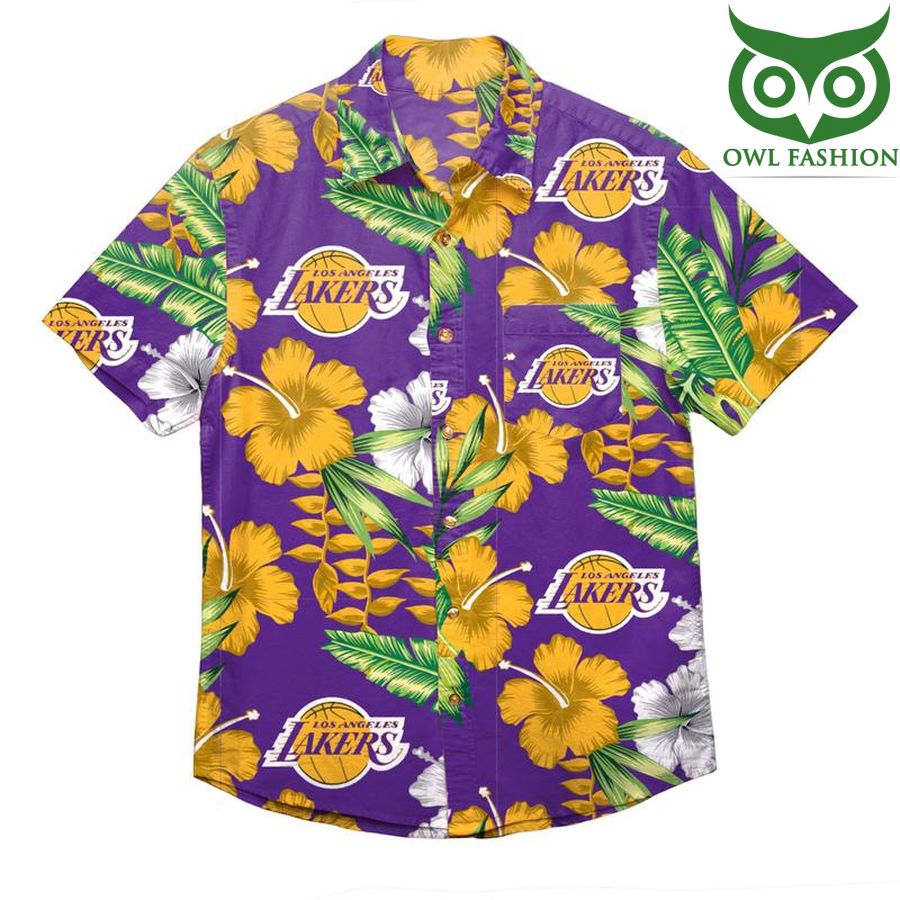 120 NBA Los Angeles Lakers Tropical Flower Hawaiian Shirt