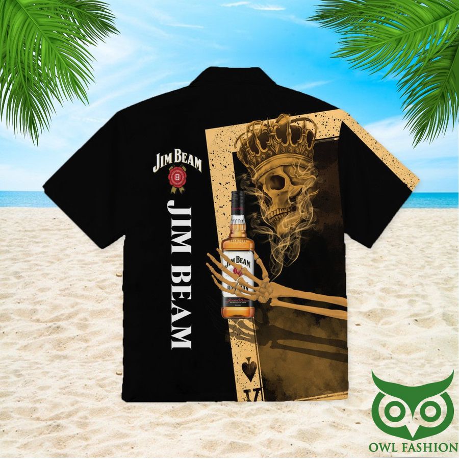 59 Jim Beam Gradient Black Skull Crown Hawaiian Shirt