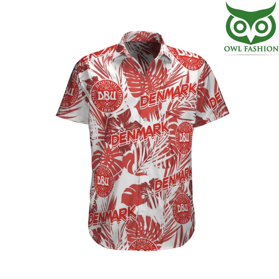 78 Denmark Boldspil 1889 red floral 3D short sleeve Hawaiian shirt