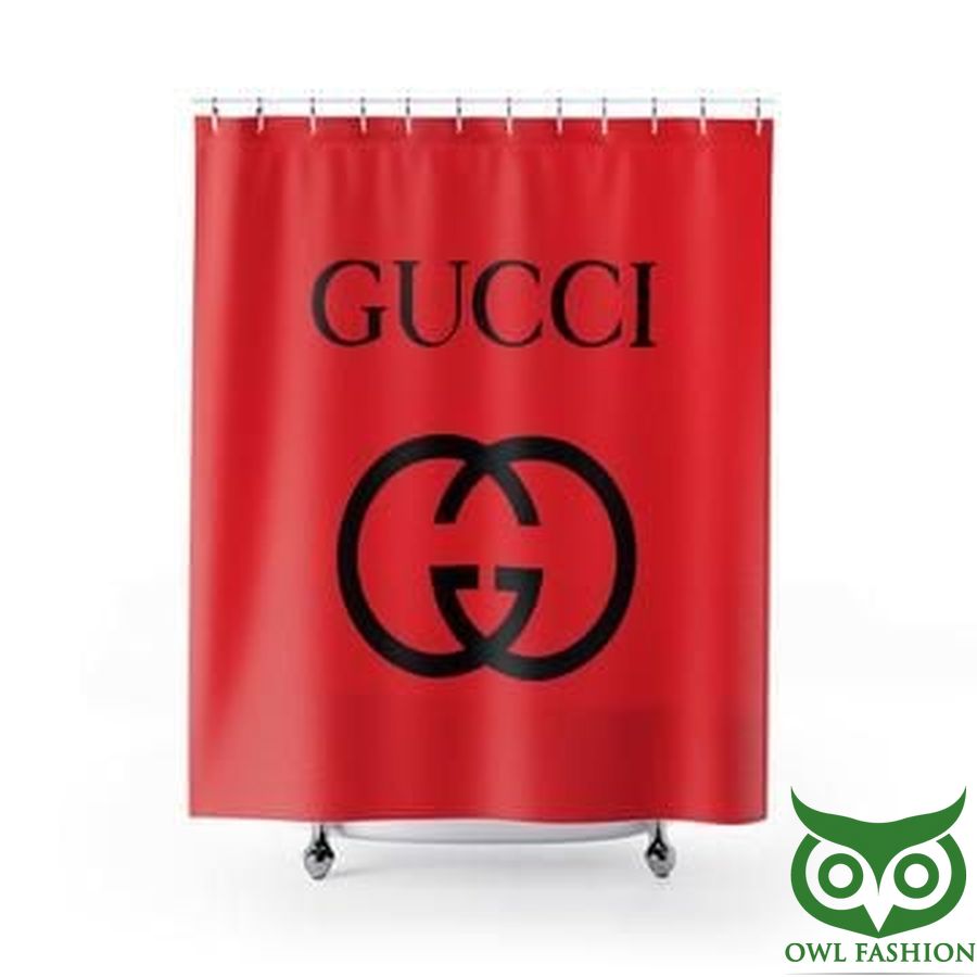 23 Luxury Gucci Basic Red with Black Logo Window Curtain