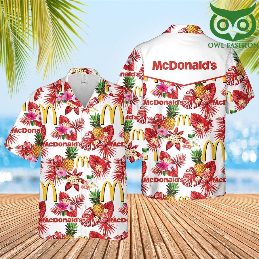 56 Mc Donalds tropical pineapple Hawaiian Shirt and beach short