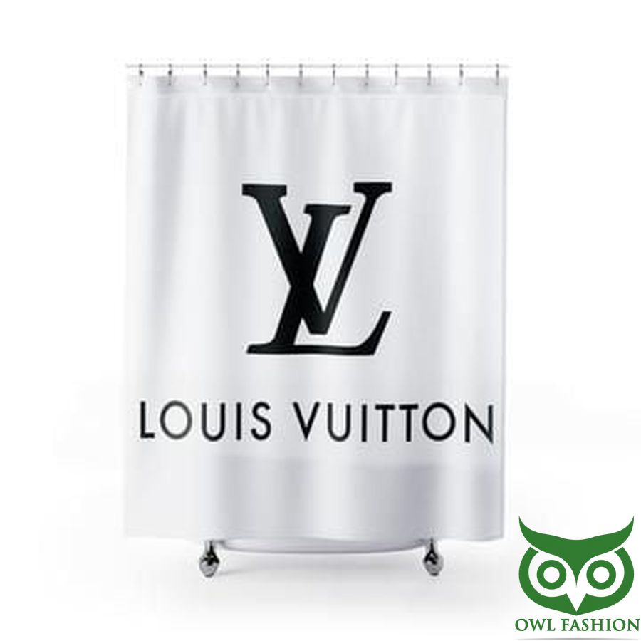 2 Luxury Louis Vuitton Basic White Black Logo Window Curtain