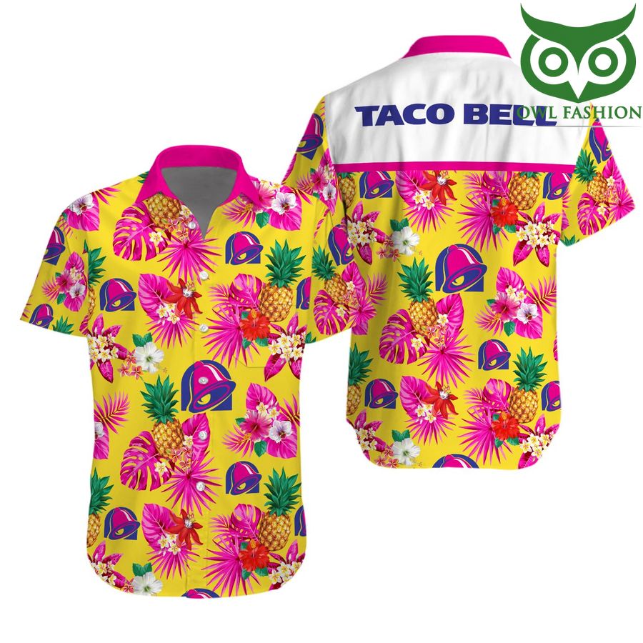 Taco Bell pink bell tropical style Hawaiian Shirt - Owl Fashion Shop
