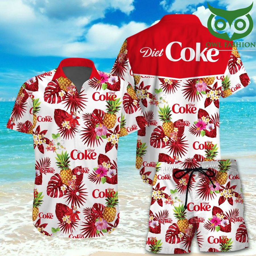 76 Diet Coke tropical floral vibe red Hawaiian
