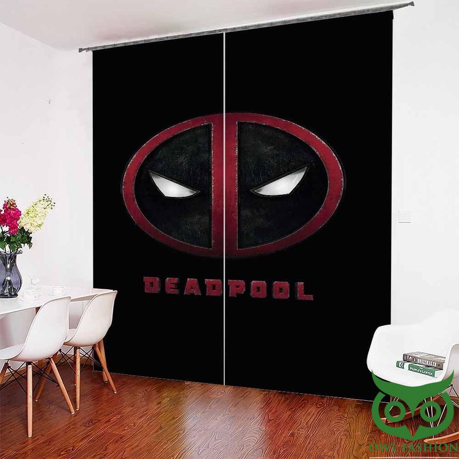 4 Deadpool Movie Logo In Black and Red Window Curtain