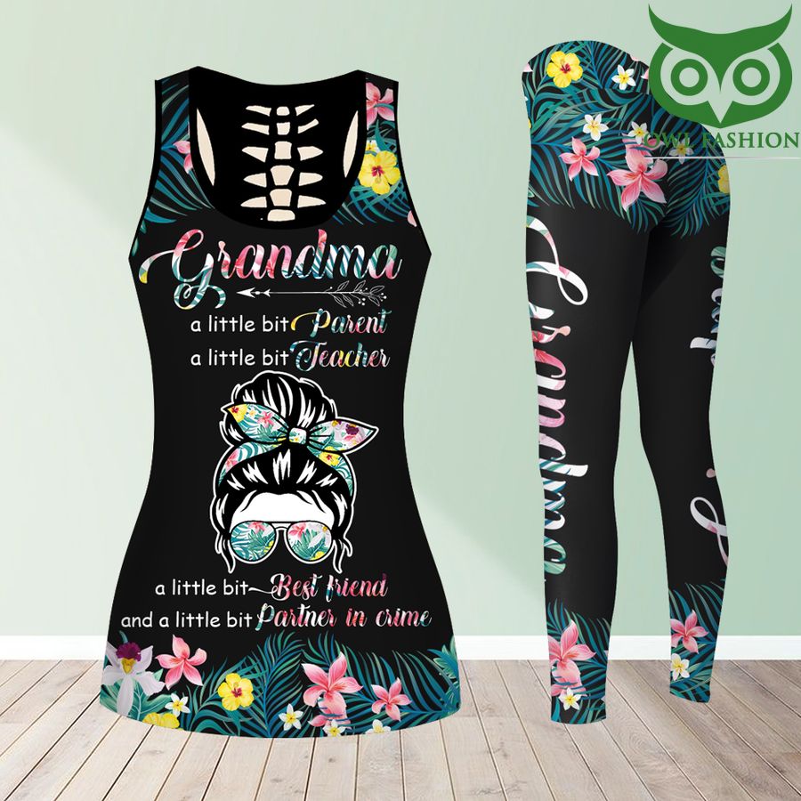 112 Mothers Day Nana Floral Hollow Tank Top Legging 3D All Over Print