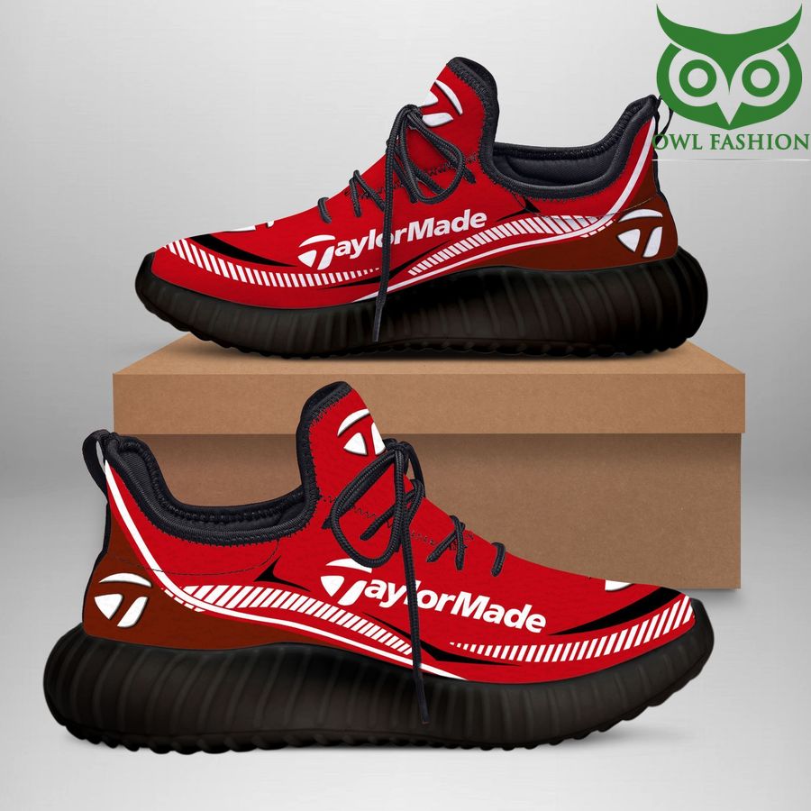 50 TaylorMade special design red Yeezy Boost running sneakers