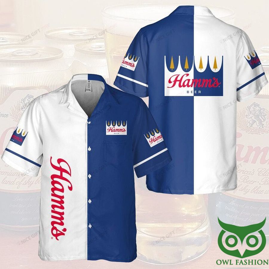 125 Hamms Beer Blue with White Logo Hawaiian Shirt