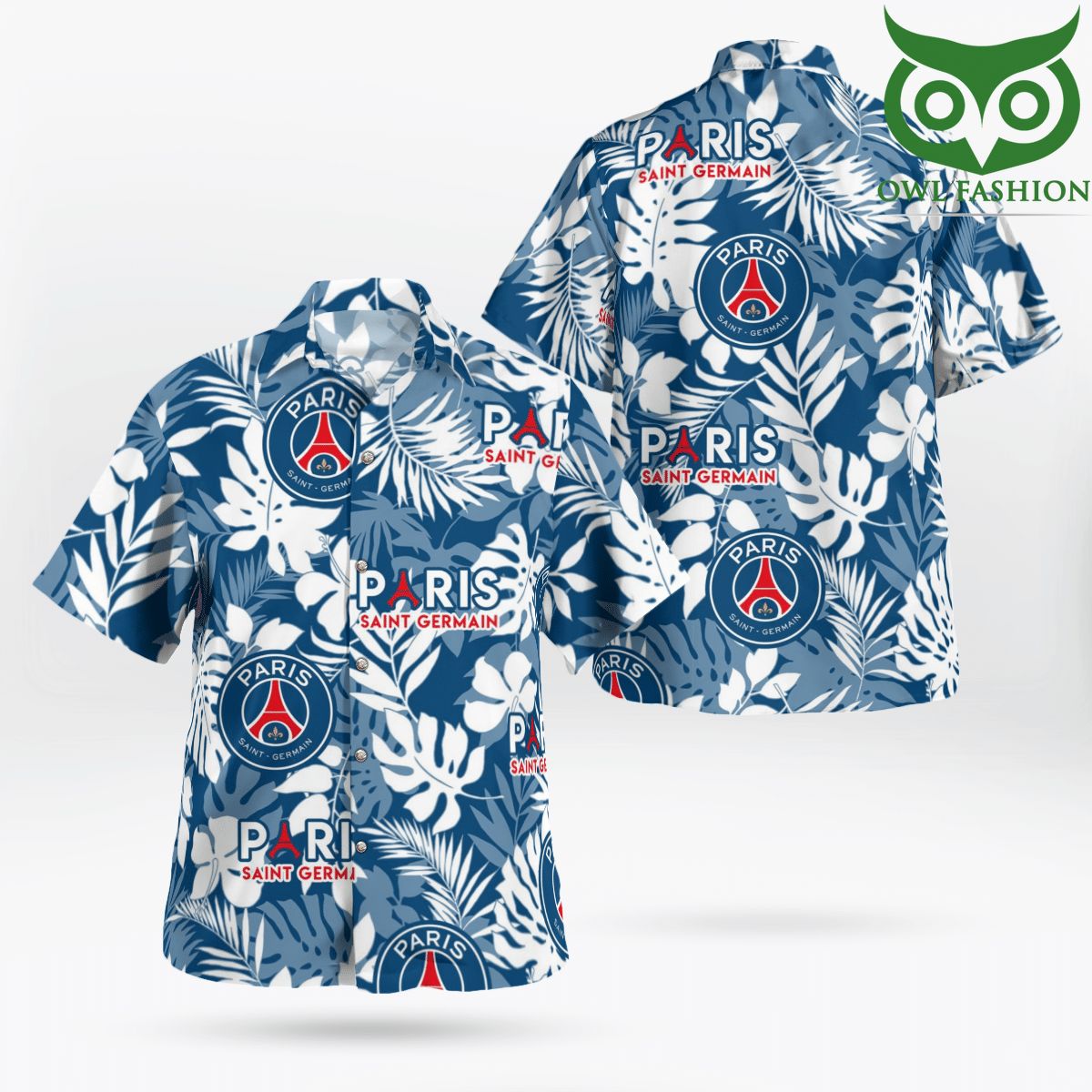 65 Paris Saint German blue tropical forest Hawaiian shirt limited edition