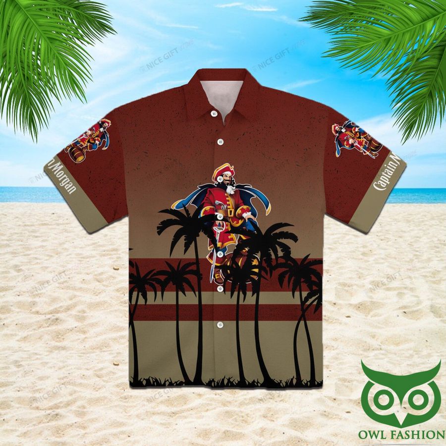 98 Captain Morgan Gradient Red Olive Green Hawaiian Shirt
