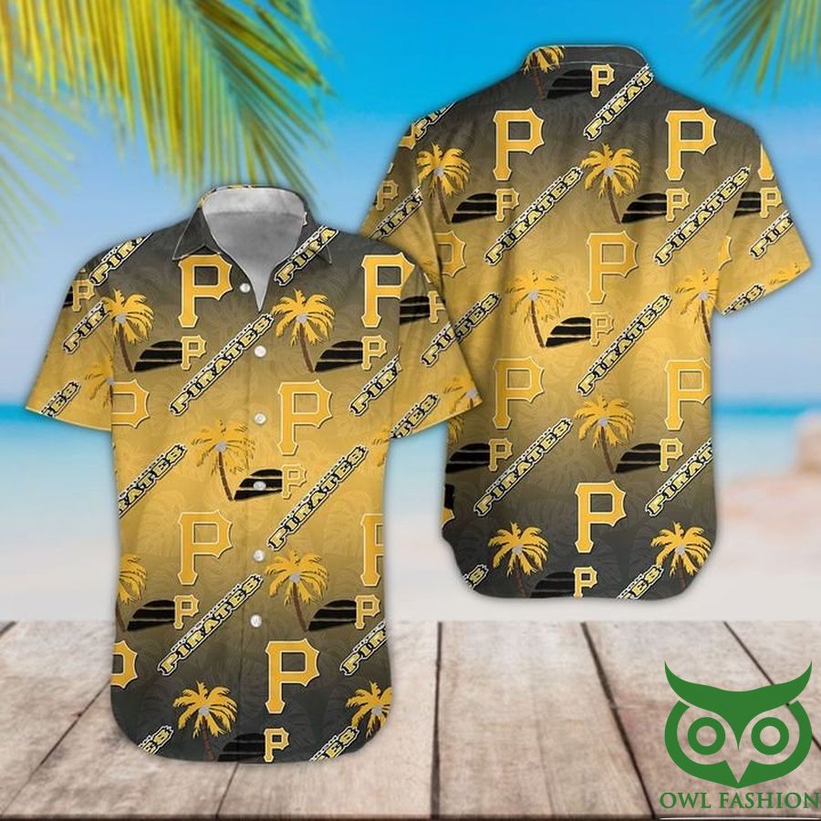 28 Pittsburgh Pirates Yellow Gray Gradient Hawaiian Shirt