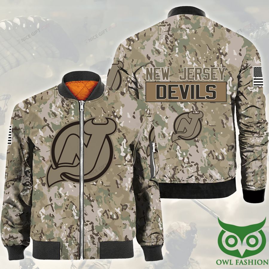 454 NHL New Jersey Devils Camouflage Bomber Jacket
