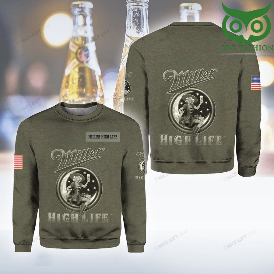 138 Miller High Life grey 3D Crewneck Sweatshirt