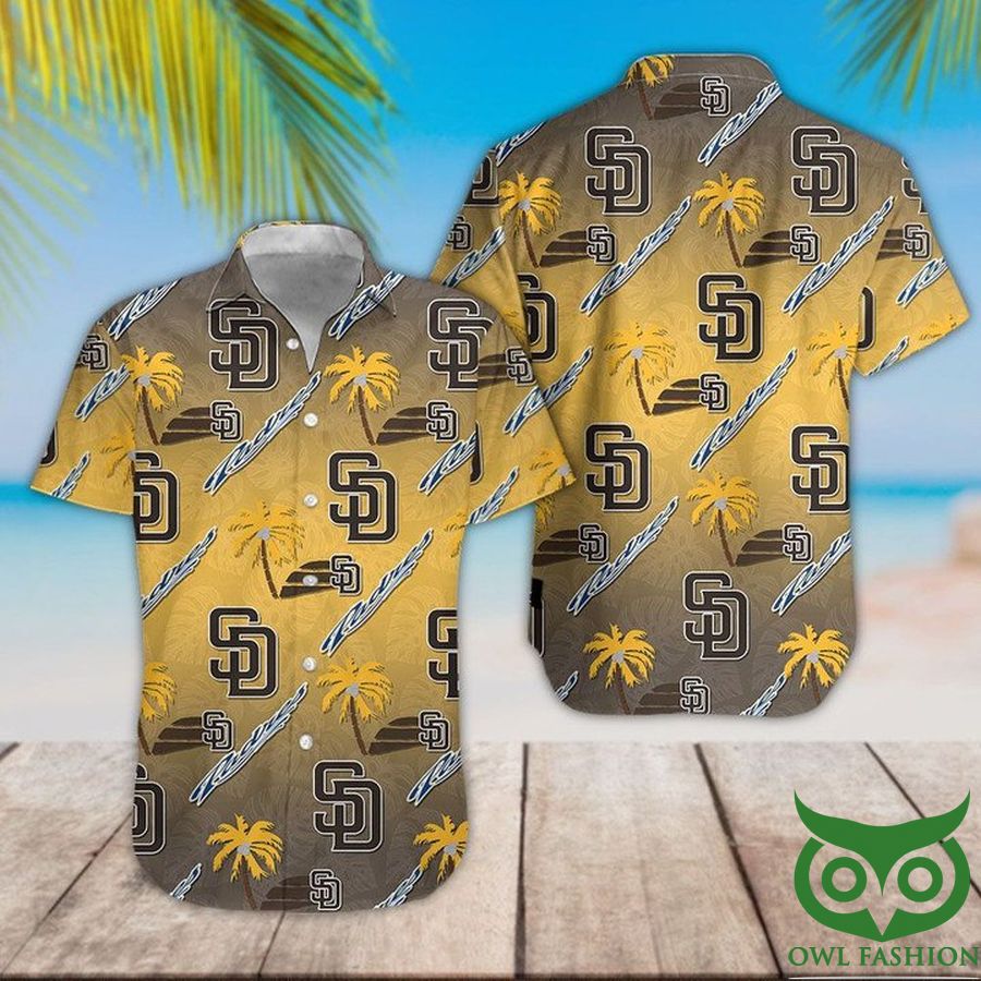 25 San Diego Padres Gray Yellow Gradient Hawaiian Shirt