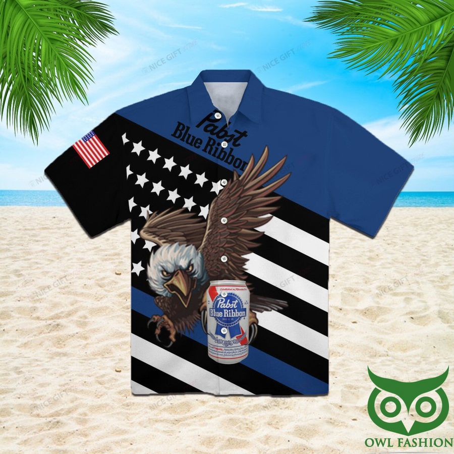 62 Pabst Blue Ribbon Blue and Black Eagle US Hawaiian Shirt