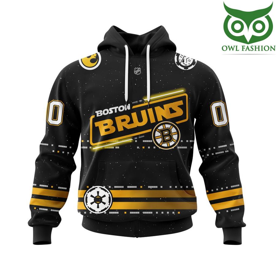 245 Custom Name Number NHL Boston Bruins Star Wars May The 4th Be With You 3D Shirt
