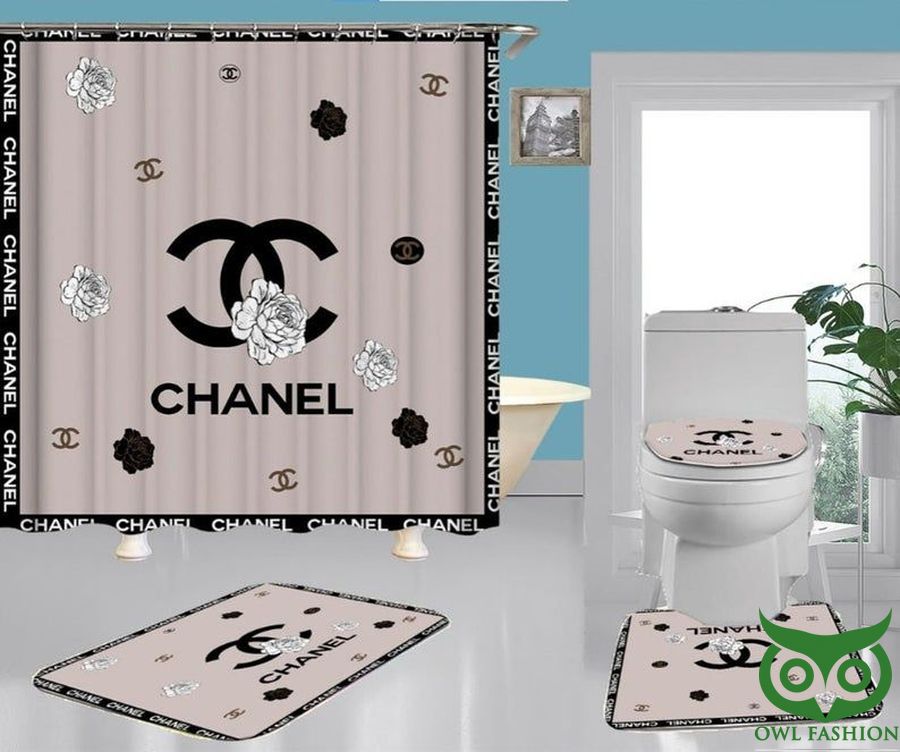 9 Chanel Flower Beige and Black Window Curtain