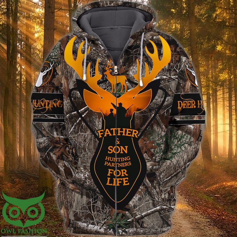 212 Father and Son deer hunting with forest printed 3D Hoodie