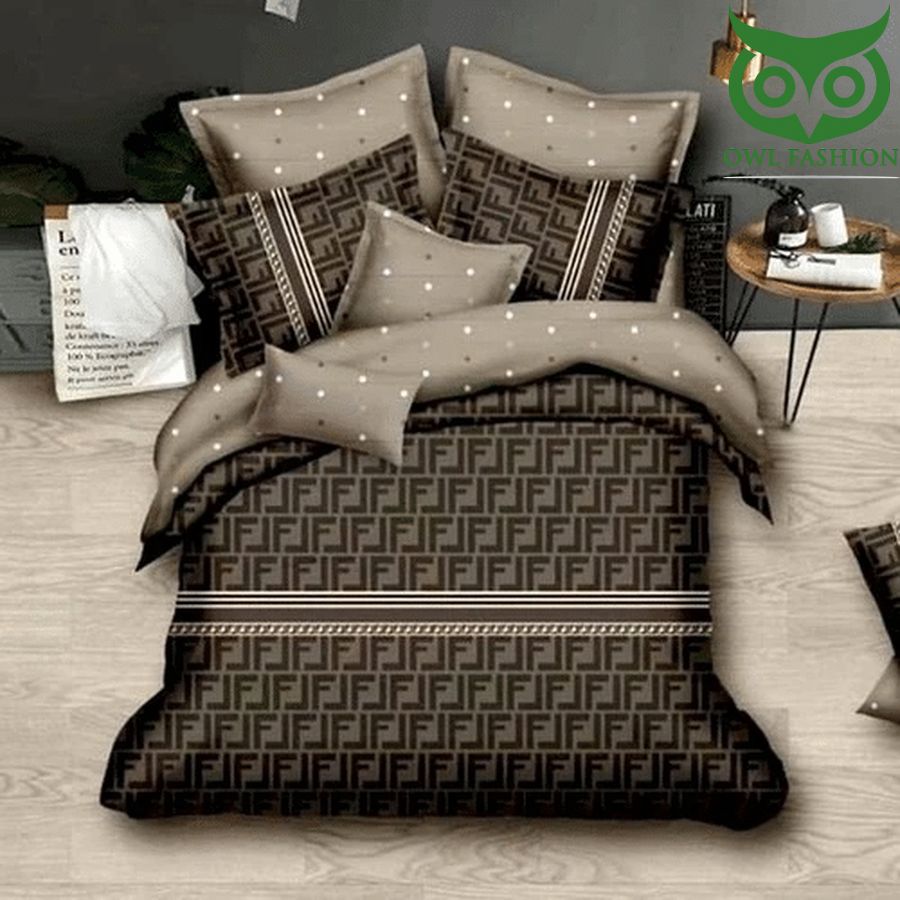 40 Fendi Luxury Brand brown Bedding Sets
