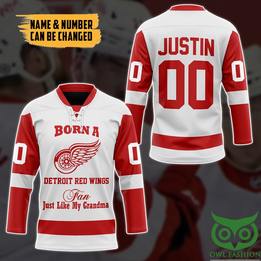 32 NHL Born A Detroit Red Wings Grandma Custom Name Number Hockey Jersey